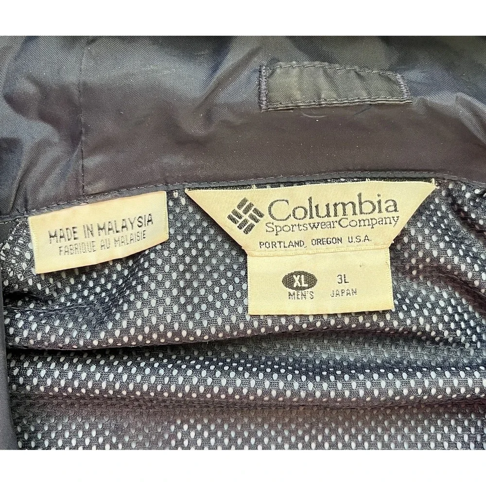 Vintage Columbia Sportswear Co Packable Rain Jacket‎ Men's Size XL Full Zip Coat